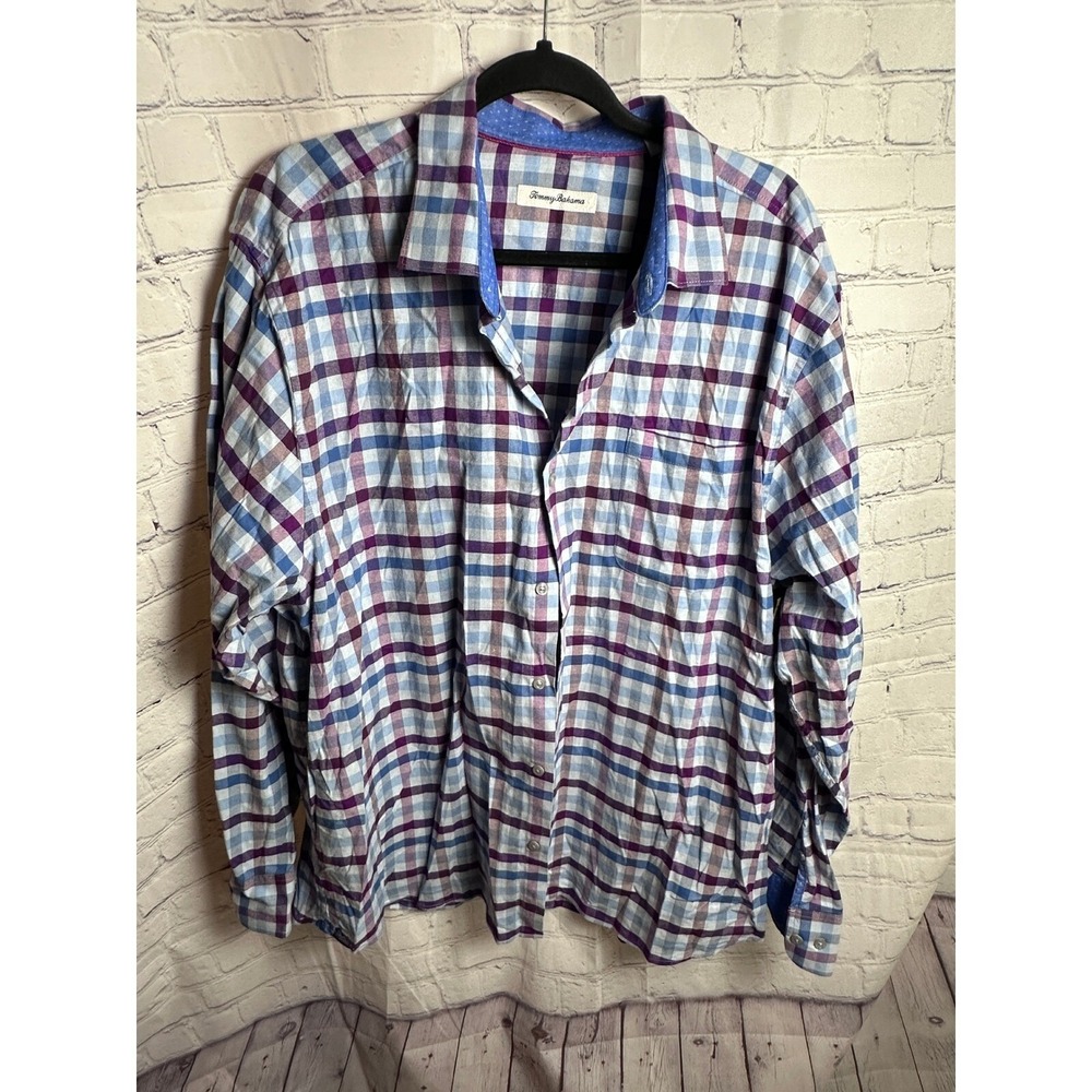 Tommy Bahama Plaid Button Down Shirt Long Sleeve Casual XL